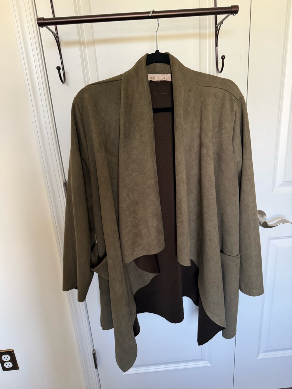 Philosophy Olive Open-Front Draped Cardigan